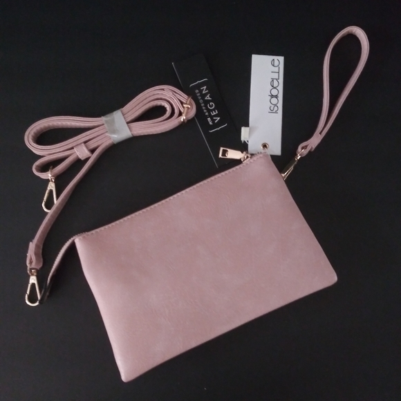 NWT ISABELLE VEGAN CROSSBODY BAG WRISTLET CLUTCH - Picture 2 of 6